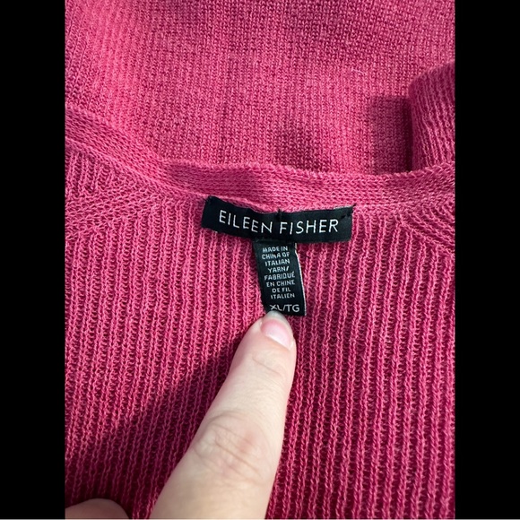 EILEEN FISHER 100% Wool Tunic Top Sweater Pink Magenta Purple Fuchsia Knit Hi/Lo - Picture 5 of 9